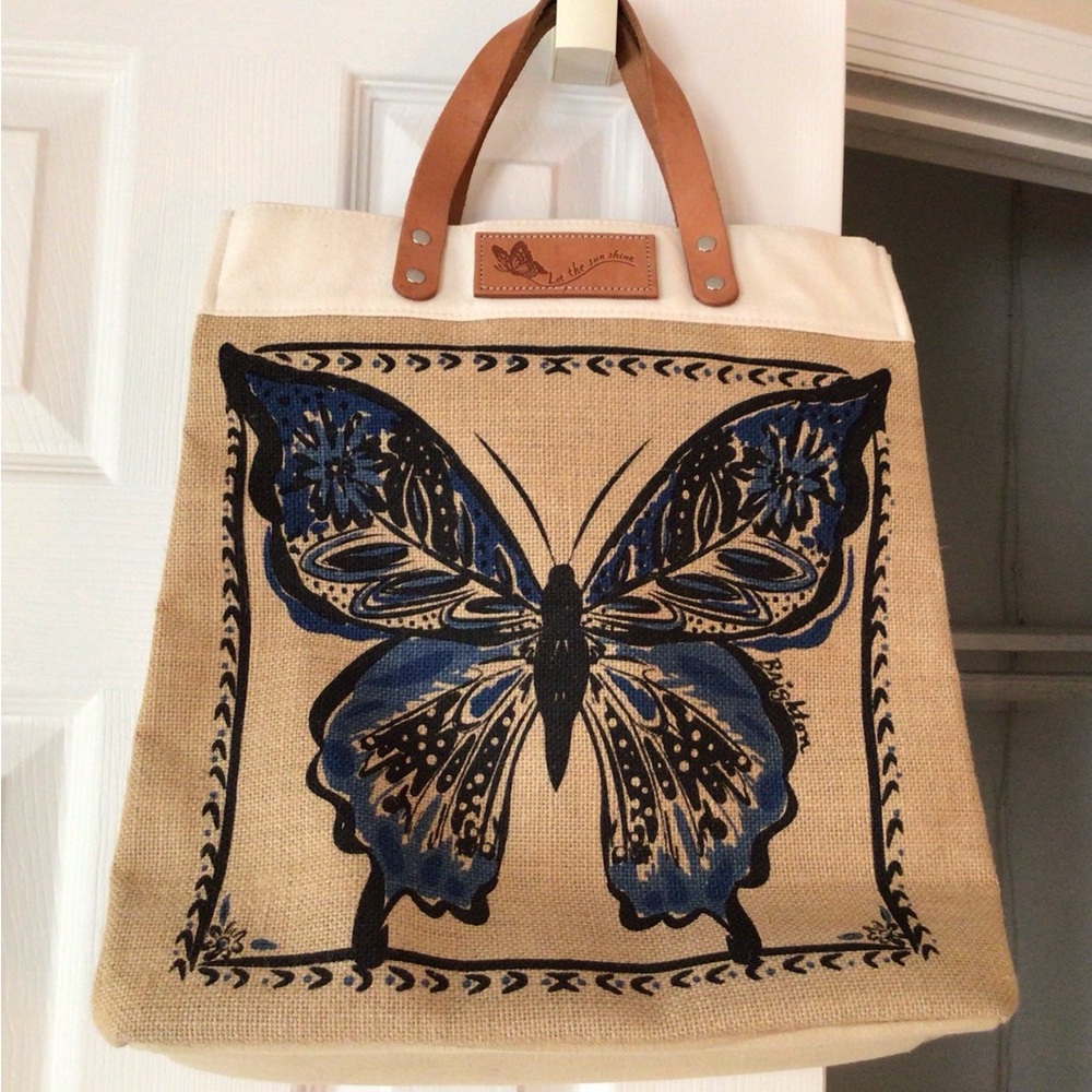 Brighton Blue and Tan Butterfly Tote